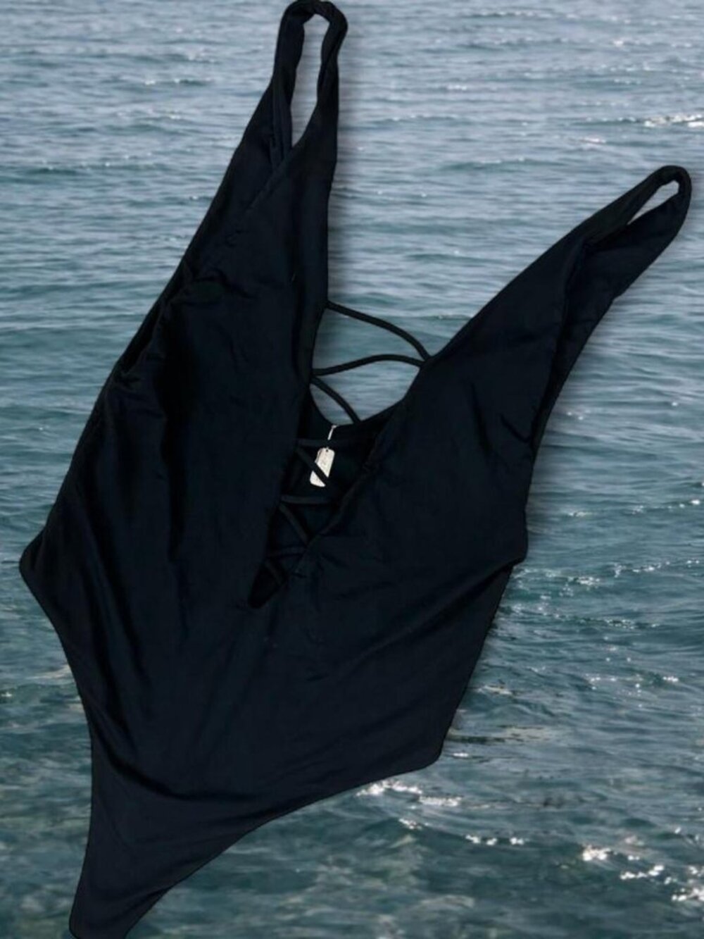 INDAH black Rainey Skimpy One Piece Swimsuit ⭐️ Deep V Plunge strappy bodysuit